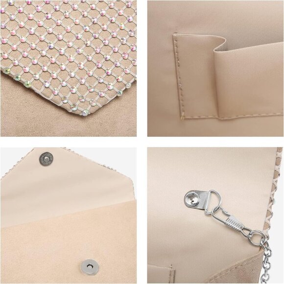 Women's Sparkle Rhinestone Evening Purses Clutch Bags for Prom Cocktail Party - Picture 2 of 5